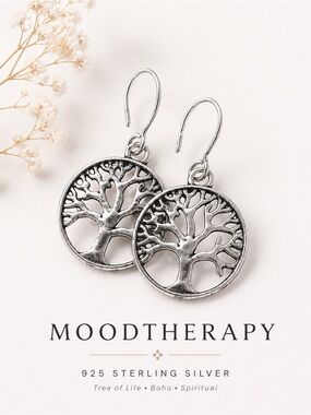 Sterling Silver Tree of Life Dangle Earrings 925 Boho Spiritual Gift NWT